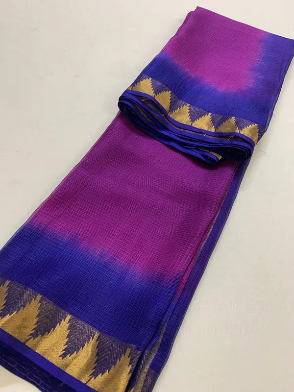 Authentic_Designer_Kota_Silk_Organza_Bhagalpuri_Saree_?_Tie_&_Dye_with_Temple_Border_(13267_Magenta_&_Duke_Blue)