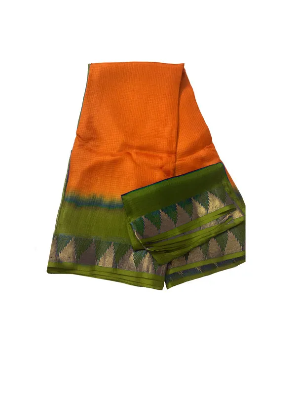 Premium_Artisan_Crafted_Tie-Dye_Kota_Doria_Silk_Organza_Saree_?_Handloom_Bhagalpuri_with_Temple_Border_(13269_Moss-Green_&_Cristy_Orange)