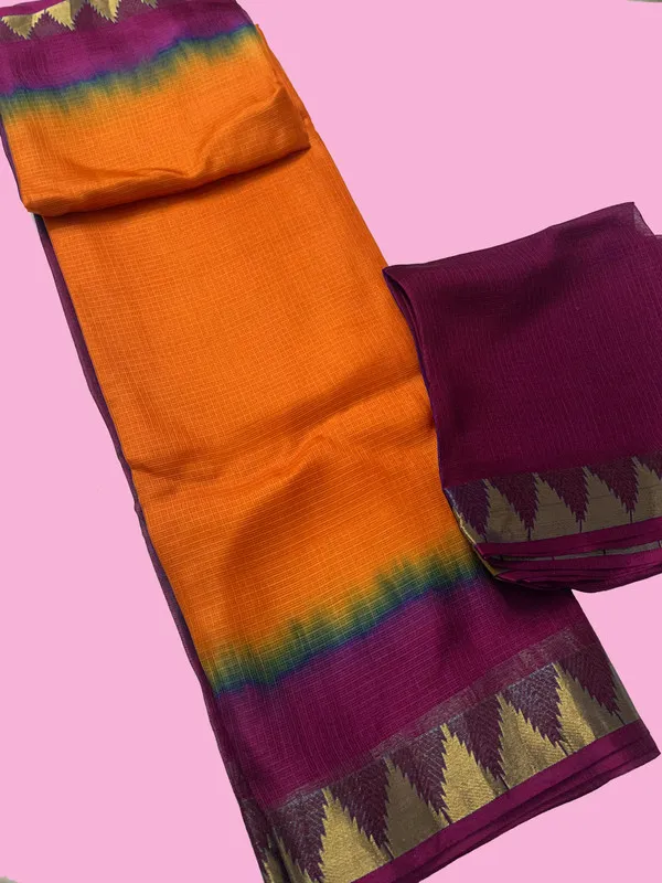 Premium_Elegant_Tie_&_Dye_Kota_Doria_Silk_Organza_Net_Bhagalpuri_Saree_with_Temple_Border_(13272_Raspberry_Pink_&_Cristy_Orange)