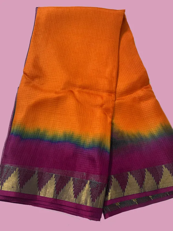 Premium_Elegant_Tie_&_Dye_Kota_Doria_Silk_Organza_Net_Bhagalpuri_Saree_with_Temple_Border_(13272_Raspberry_Pink_&_Cristy_Orange)
