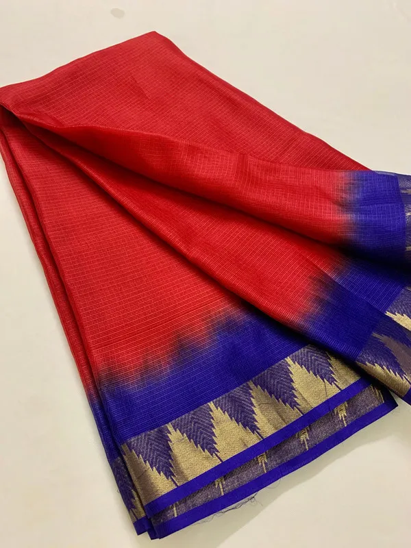 Authentic_Kota_Doria_Silk_Organza_Bhagalpuri_Handloom_Saree_with_Temple_Border_&_Tie-Dye_Design_(13273_Red_&_Duke_Blue)