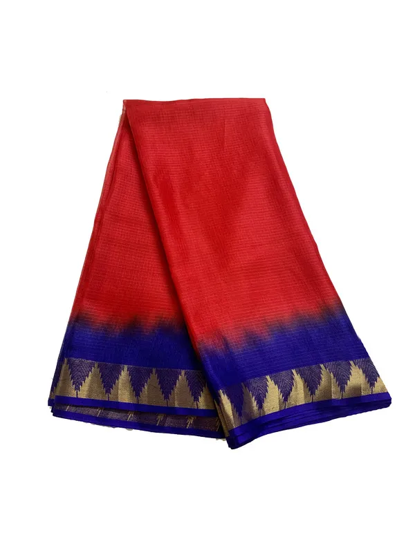 Authentic_Kota_Doria_Silk_Organza_Bhagalpuri_Handloom_Saree_with_Temple_Border_&_Tie-Dye_Design_(13273_Red_&_Duke_Blue)
