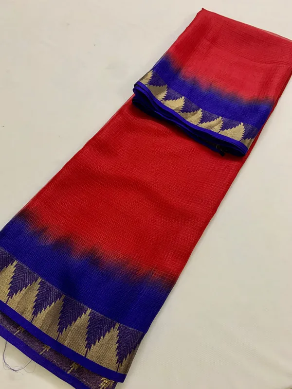 Authentic_Kota_Doria_Silk_Organza_Bhagalpuri_Handloom_Saree_with_Temple_Border_&_Tie-Dye_Design_(13273_Red_&_Duke_Blue)