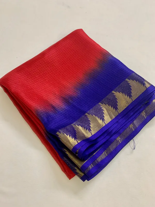 Authentic_Kota_Doria_Silk_Organza_Bhagalpuri_Handloom_Saree_with_Temple_Border_&_Tie-Dye_Design_(13273_Red_&_Duke_Blue)