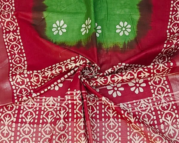 Authentic_Linen_Cotton_Blend_Handloom_Tie-Dye_Batik_Print_Saree_with_Blouse_Piece_(SLBR_Lawn_Green_&_Lawaiie_Maroon)