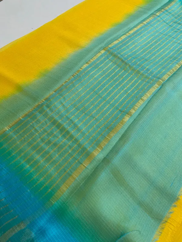 Authentic_Kota_Silk_Doriya_Organza_Net_Temple_Border_Two_Dye_Saree_with_Free_Blouse_Piece(Canary_Yellow_&_Cyan)