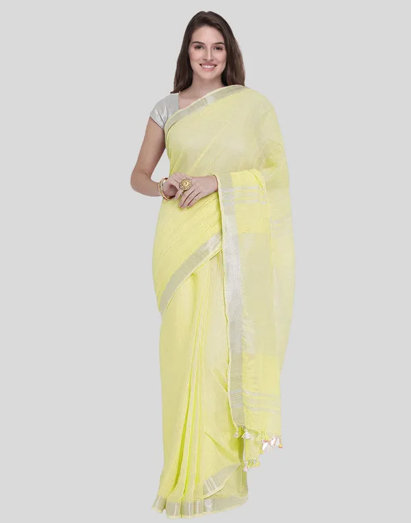 Authentic_Mindaro_Yellow_Pure_Linen_Handloom_Bhagalpuri_Saree_with_Matching_Blouse_Piece