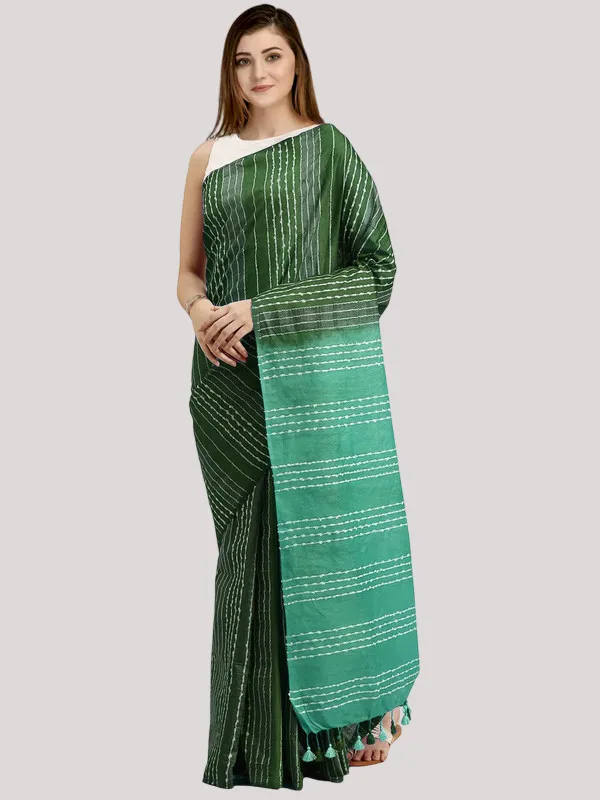 Fern_Green_&_Mint_Green_Kota_SIlk_Bhagalpuri_Handloom_Striped_Two_Dye_Saree