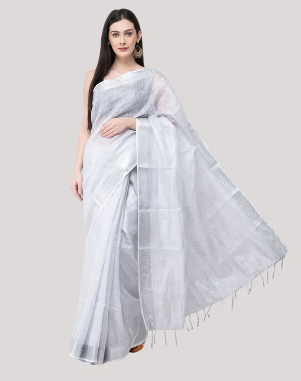 Authentic_White_Tissue_Linen_Handloom_Bhagapuri_Saree_with_Running_Blouse_Piece