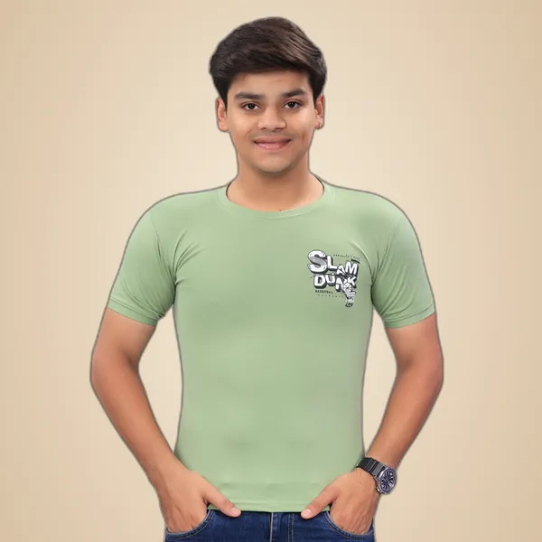 Green_Premium_Round_Neck_Down_Shoulder_T-Shirt_|_GSM_210