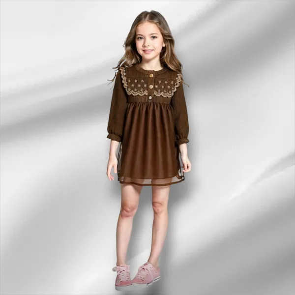 Brown_Satin_Ribbon_Detail_Party_Frock_|_For_Girls_Kids