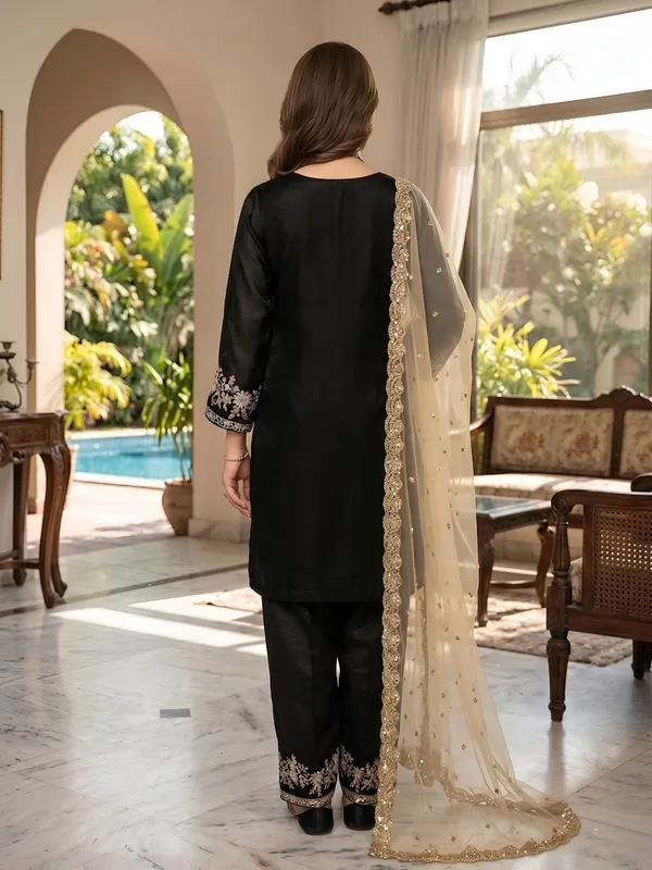 Black_Fendi_Silk_Embroidery_Designer_Kurta_With_Pant_&_Dupatta_For_Women