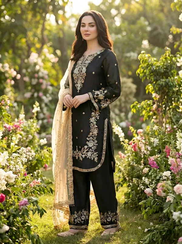Black_Fendi_Silk_Embroidery_Designer_Kurta_With_Pant_And_Dupatta_For_Women