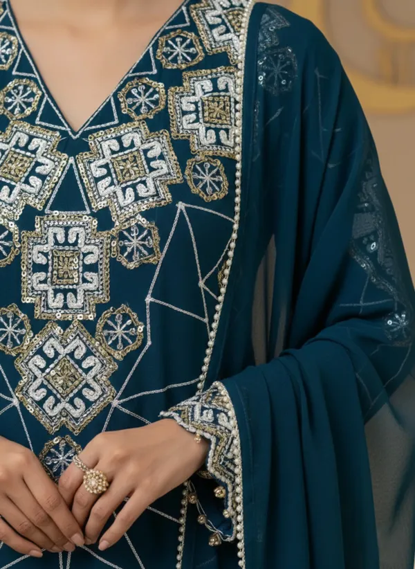 Teal_Blue_Georgette_Embroidery_Kurta_Palazzo_Set_With_Dupatta_For_Women
