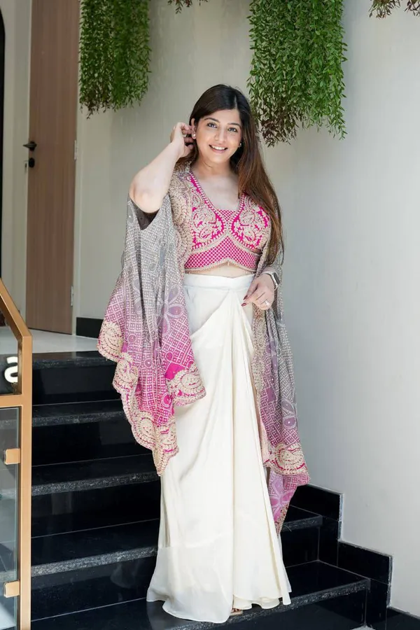 Elegant_Rani_Pink_Indowestern_Three_Piece_Dhoti_Set_With_Bandhani_Print_Shrug_For_Women
