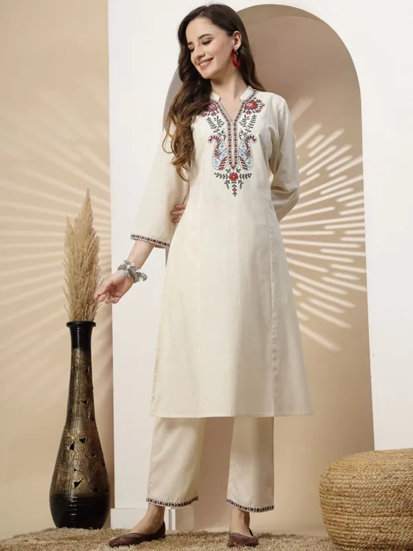 Ivory_Linen_Designer_A-Line_Kurta_With_Palazzo_For_Women