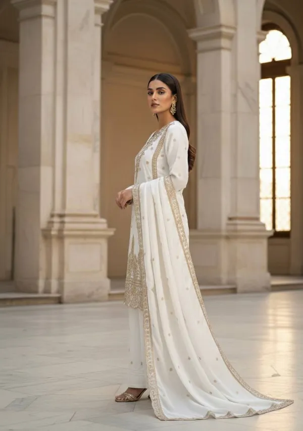 White_Premium_Velvet_Kurta_Palazzo_Set_With_Dupatta_For_Women