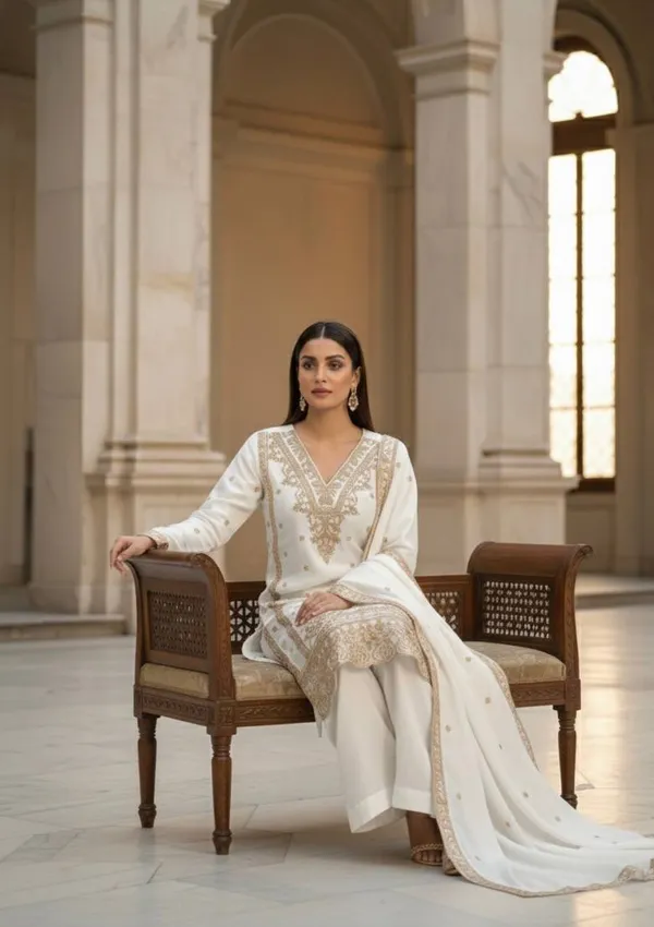 White_Premium_Velvet_Kurta_Palazzo_Set_With_Dupatta_For_Women