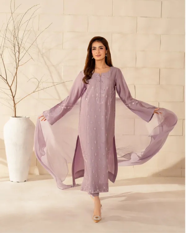 Lavender_French_Crepe_Embroidery_Work_Kurta_With_Pant_&_Dupatta_For_Women