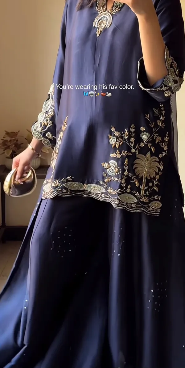 Navy_Blue_Heavy_Crepe_Silk_Embroidered_Kurta_With_Sharara_And_Organza_Dupatta_For_Women