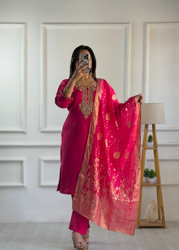 Rani_Pink_Elegant_Embroidered_Roman_Silk_Kurta_With_Pant_And_Dupatta_For_Women