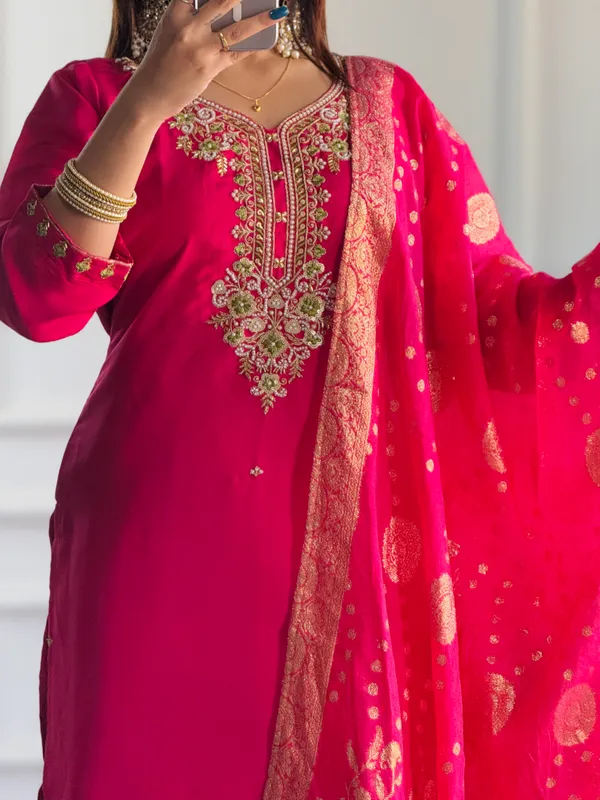 Rani_Pink_Elegant_Embroidered_Roman_Silk_Kurta_With_Pant_And_Dupatta_For_Women