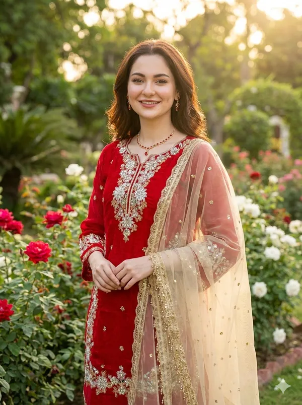 Red_Fendi_Silk_Embroidered_Kurta_Set_For_Women