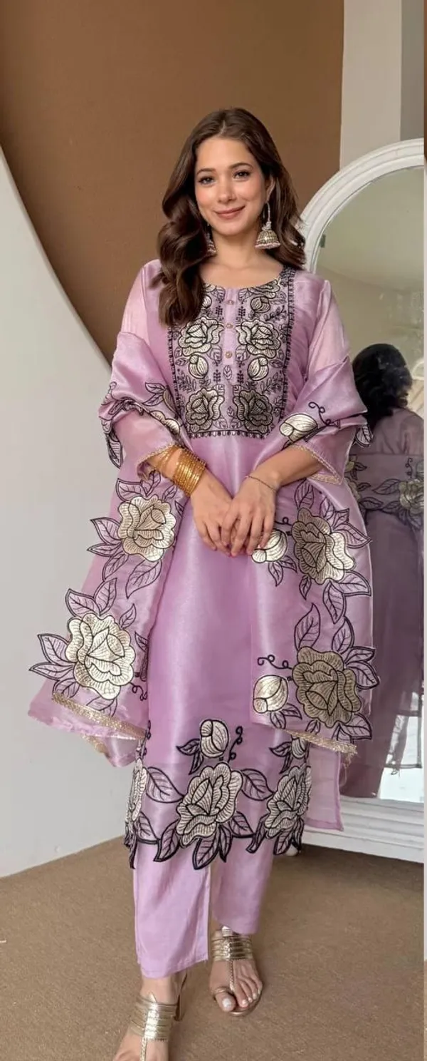 Rose_Pink_Jimmy_Choo_Embroidered_Cut_Work_Kurta_With_Pant_&_Dupatta_Set