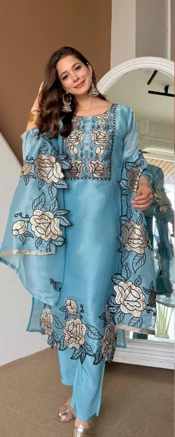 Sky_Blue_Jimmy_Choo_Embroidered_Cut_Work_Kurta_With_Pant_&_Dupatta_Set
