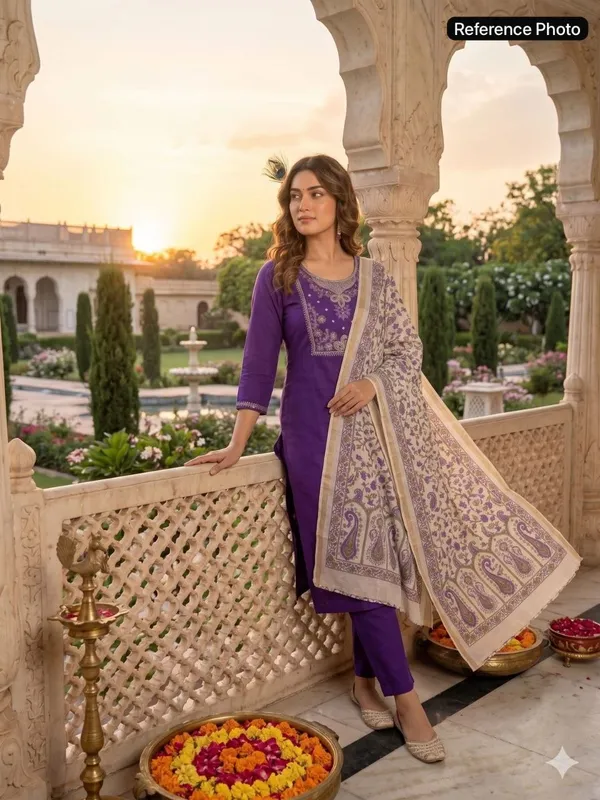 Violet_Elegant_Embroidered_Moti_Work_Designer_Kurti_Pant_Set_With_Chanderi_Dupatta_For_Women