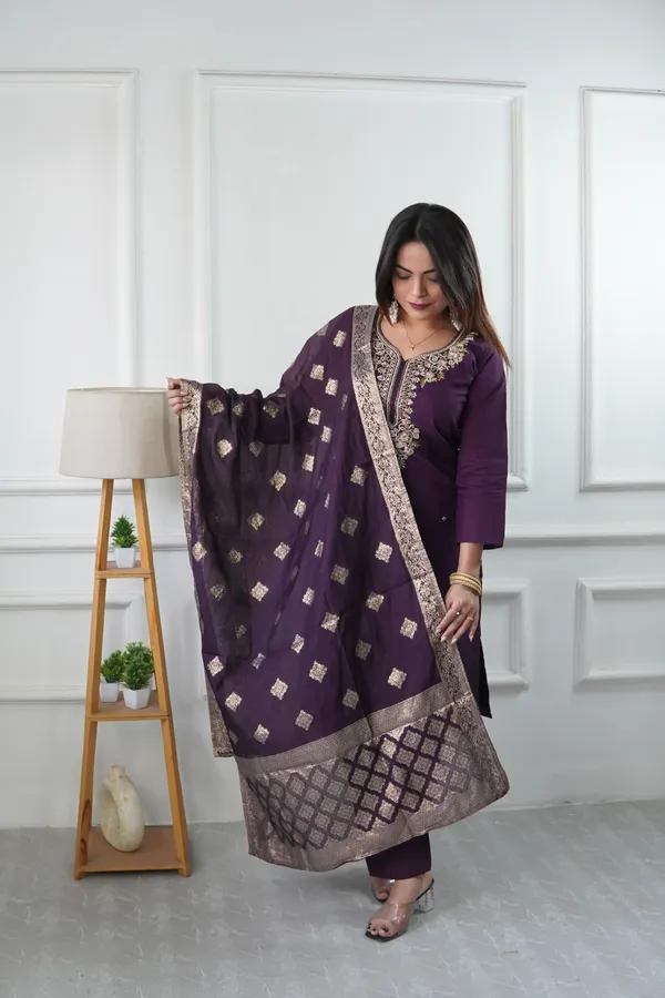 Wine_Elegant_Embroidered_Roman_Silk_Kurta_With_Pant_And_Dupatta_For_Women