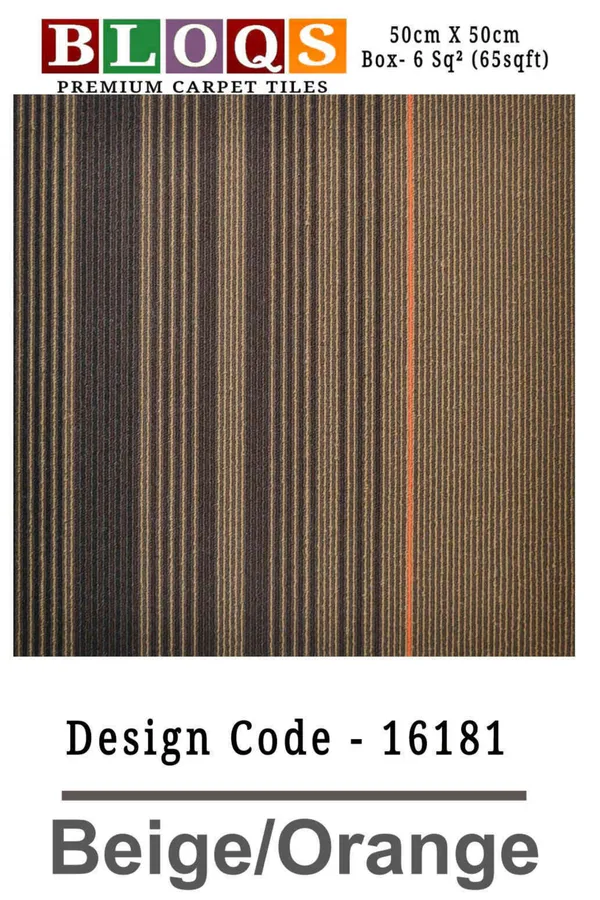 Beige_&_Orange_Polypropylene_Yarn_And_Backed_With_Bitumen_Felt_Carpet_Tiles_24Pcs__Box