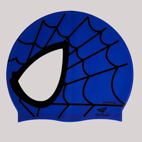 Blue_Spider_Silk_Print_Silicone_Swimming_Cap_For_Kids