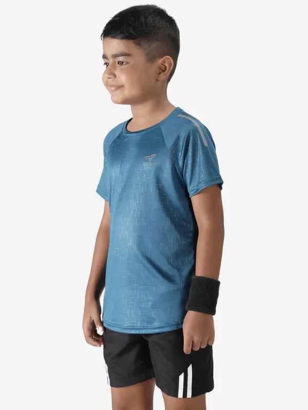 Teal_Polyester_Sleeve_Matrix_T_Shirt_For_Boy'S