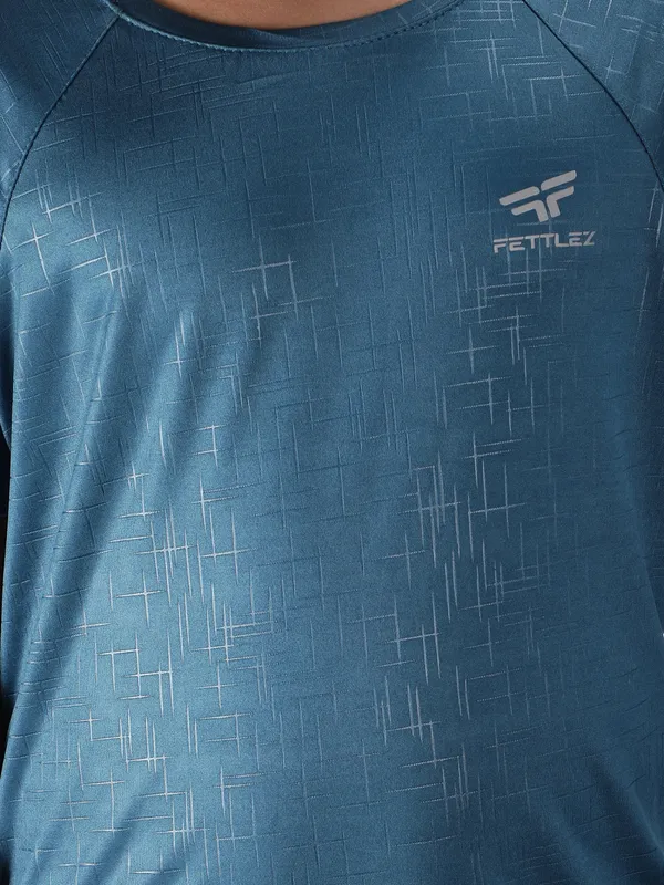 Teal_Polyester_Sleeve_Matrix_T_Shirt_For_Boy'S