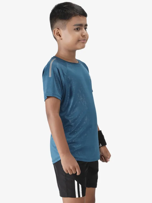 Teal_Polyester_Sleeve_Matrix_T_Shirt_For_Boy'S