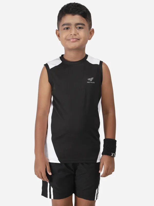 Black_Polyester_Sleeveless_Active_T_Shirt_For_Boy'S