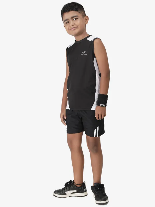 Black_Polyester_Sleeveless_Active_T_Shirt_For_Boy'S