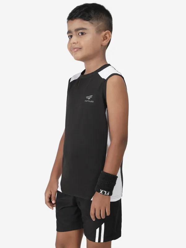 Black_Polyester_Sleeveless_Active_T_Shirt_For_Boy'S