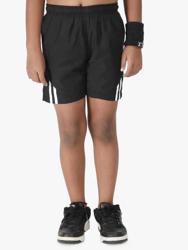 Black_With_White_Stripe_Polyester_Training_Short_For_Boy'S