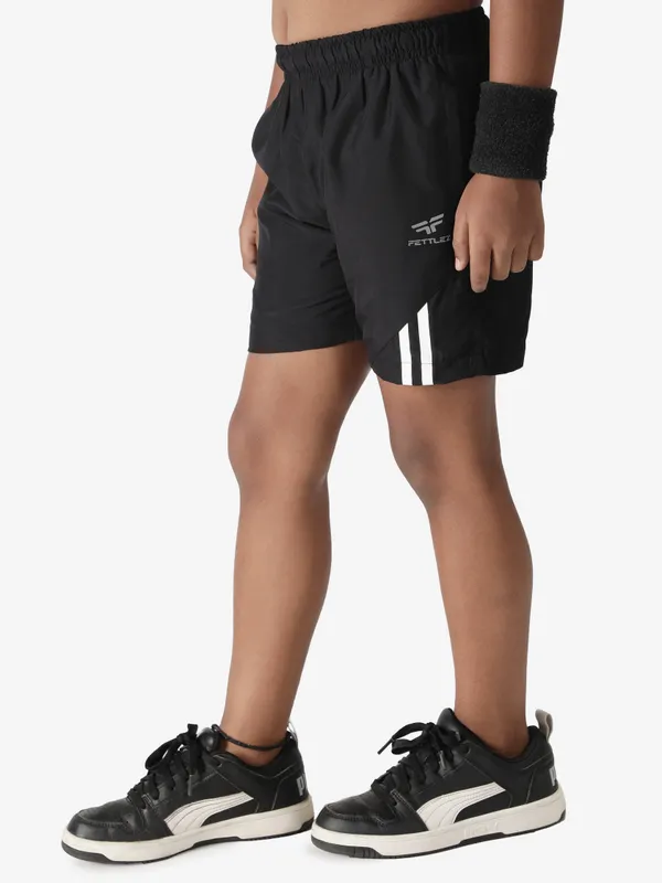 Black_With_White_Stripe_Polyester_Training_Short_For_Boy'S