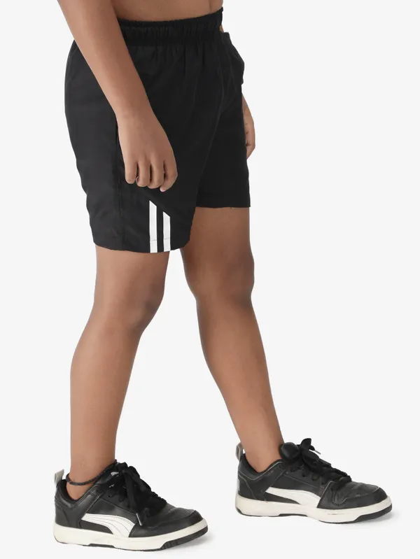 Black_With_White_Stripe_Polyester_Training_Short_For_Boy'S