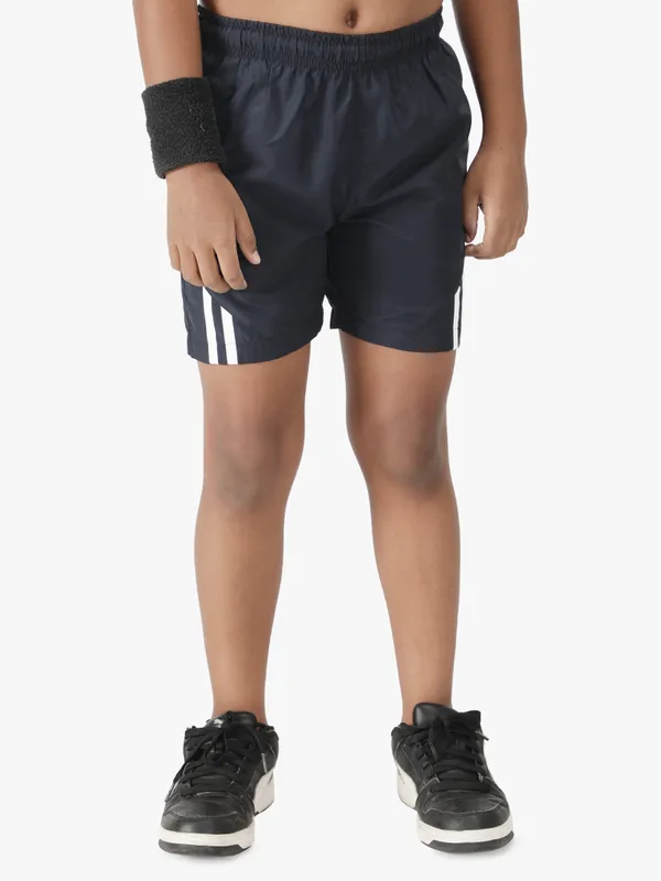 Navy_With_White_Stripe_Polyester_Training_Short_For_Boy'S
