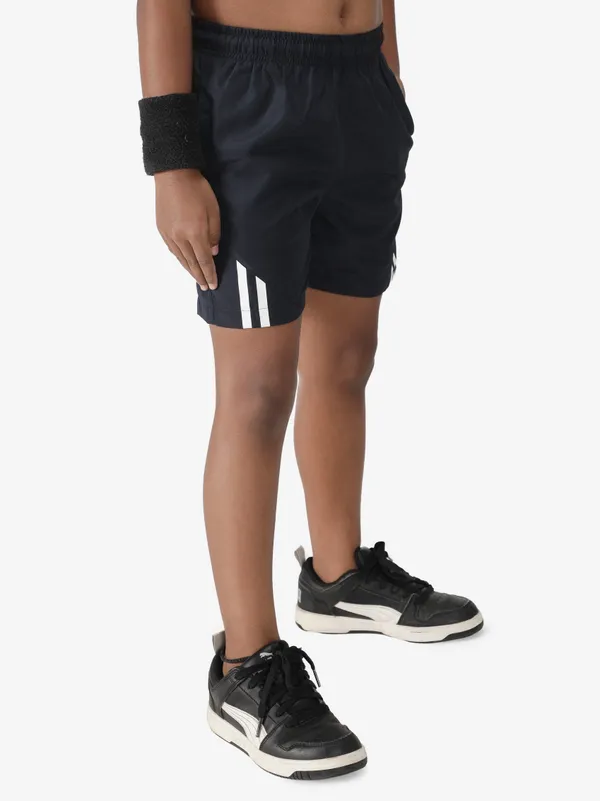 Navy_With_White_Stripe_Polyester_Training_Short_For_Boy'S