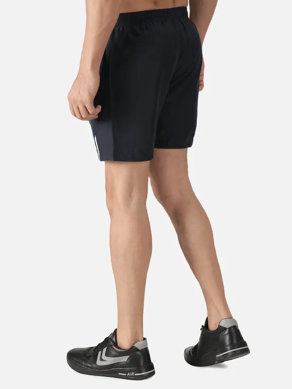 Navy_With_White_Stripe_Polyester_Training_Shorts_For_Men