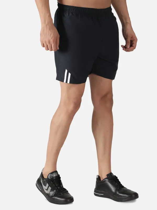 Navy_With_White_Stripe_Polyester_Training_Shorts_For_Men