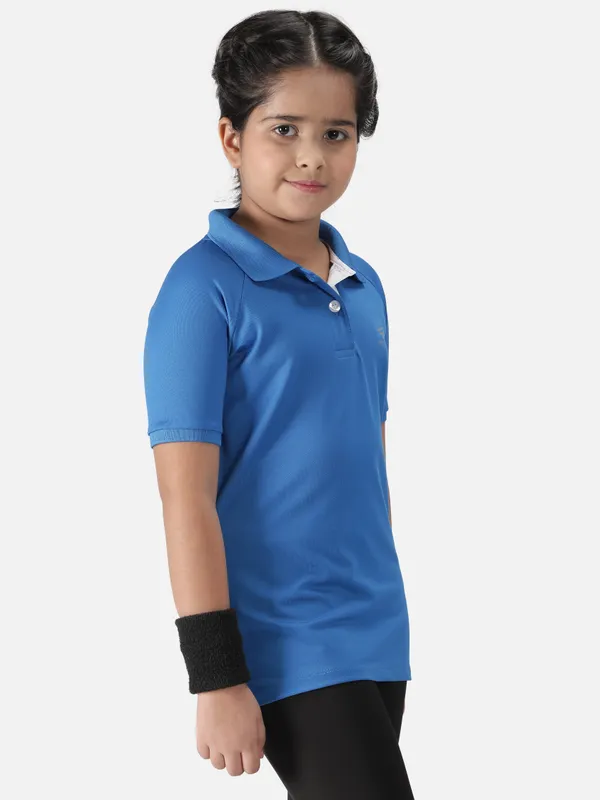 Aqua_Blue_Polyester_Classic_Polo_T_Shirt_For_Girls