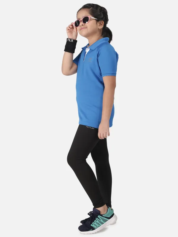 Aqua_Blue_Polyester_Classic_Polo_T_Shirt_For_Girls