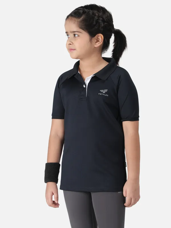 Navy_Polyester_Classic_Polo_T_Shirt_For_Girls