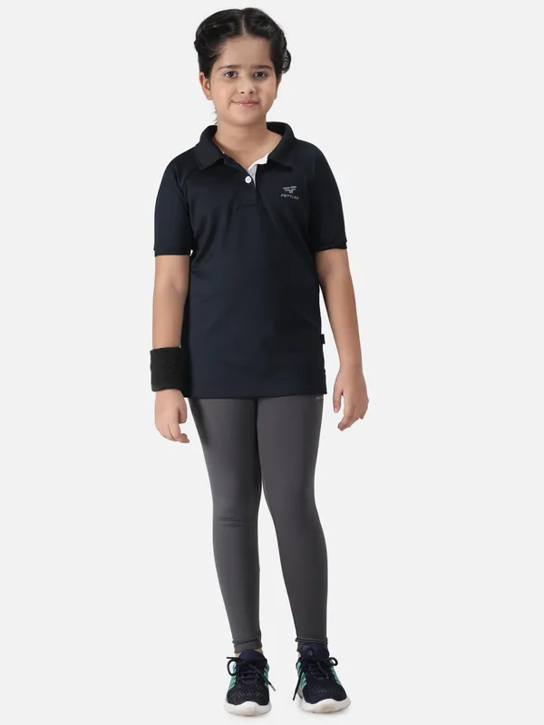 Navy_Polyester_Classic_Polo_T_Shirt_For_Girls